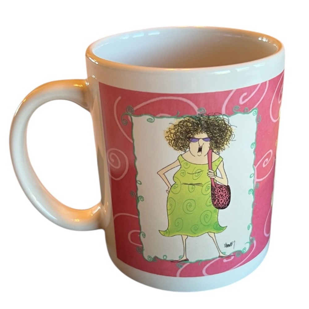 Leanin’ Tree Whimsical Pink and Green Mug NWT
